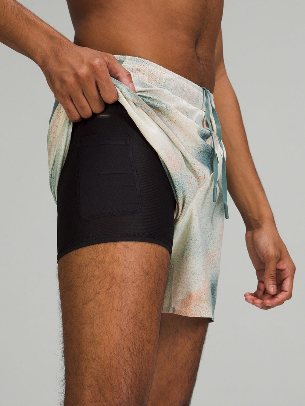 Like New! Lululemon Surge Lined Shorts 6”, Spray Camo Silver Blue Multi - Picture 2 of 10